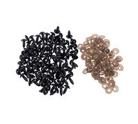HAMPPLIES 100 Piezas Unidades Ojos Seguridad Plástico con Arandelas para Muñecas Peluches Amigurumis Accesorios DIY Juguetes Manualidades