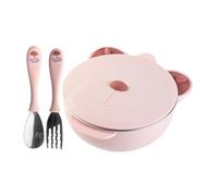 HAMPPLIES 1juego Platos Para Bebés De Inoxidable Diseño De Oso Tazón Antideslizante Para Alimentación Infantil Para Aprendizaje De Comida Sólida y Comidas Movimiento