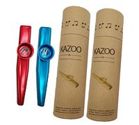 HAMPPLIES 2 juegos Kazoos de Metal para Adultos Instrumento Musical Profesional Acompañamiento para Guitarra y Ukelele Colores Brillantes Rojo y Azul