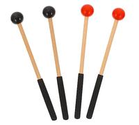 HAMPPLIES 2 Pares de Baquetas Prácticas para Marimba Mango de Madera y Goma, sin Rebabas, Seguras para Percusión y Xilófono