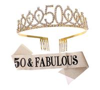 HAMPPLIES 2 Piezas º Cumpleaños Dorada y Banda de Etiqueta Juego para Fiesta Sash para Mujer Celebración Especial