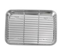 HAMPPLIES 2 Piezas Bandeja Horno Rectangular con Rejilla Extraíble para Hornear y Drenar Aceite Resistente y Fácil Limpieza