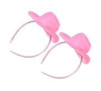 HAMPPLIES 2 Piezas Diadema Sombrero Mini Cowboy Rosa para Mujer Accesorios Fiesta Western Baile Dance
