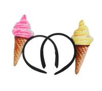 HAMPPLIES 2 Piezas Diademas Helado para Pelo Diseño Adorable para Lavado Facial y Accesorios de Cabello Mujeres Diademas Cómodas y Decorativas Amarillo y Rosa