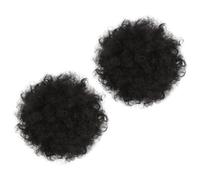 HAMPPLIES 2 piezas Moño Afro Rizado Postizo Alta Temperatura Clip Chignon para Fiesta Cosplay Diario