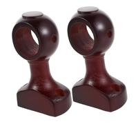 HAMPPLIES 2 Piezas Soportes para Barra de Cortina de Madera Maciza Base Fija Decorativa Soporte Resistente para Barra de Cortina Estilo Romano Compatible con Montaje Sencillo y Doble para