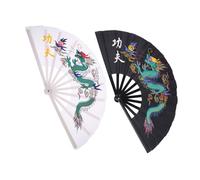 HAMPPLIES 2 Piezas Ventiladores Plegables de Plástico para Tai Chi y Kung Fu Abanicos Tradicionales Chinos con Dragón para Hombres y Mujeres Decoración y Baile Festival de Primavera