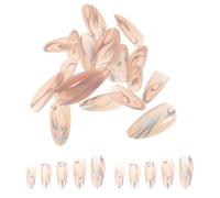 HAMPPLIES 24 Piezas Uñas Postizas Rosas con Diseño de Fuego Plateado y Remaches Cobertura Completa Estilo Coffin para Mujer y Niña Manicura Resistente y Decorativa