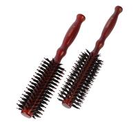 HAMPPLIES 2piezas Cepillo De Pelo De Mujer Cepillo De Peine Redondo Pequeño y Grande Cerdas Naturales Para Distribuir y Reducir Frizz Mango De Madera Ergonómico Para Uso Diario Cabello Rizad