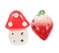 HAMPPLIES 2piezas Ocarinas Cerámicas Para Niño Niña Instrumento Musical De Inicio Forma De Hongo y Fresa Juguete Musical Para Fiestas y Viajes