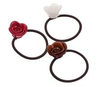 HAMPPLIES 3 Piezas Coleteros Elásticos Decorativos con Rosa Bandas Resistentes sin Daño para Cabello Grueso Sujetadores para Coleta para Mujeres y Niñas Accesorios de