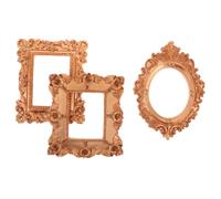 HAMPPLIES 3 Piezas Mini Marcos Vintage de Resina Dorada Resistentes para Decoración Artística Exhibición de Uñas y Fotografía para Mesas y Fondos Navideños