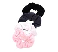 HAMPPLIES 4 piezas Absorbentes Coleteros de Felpa Anillos de Pelo de Gran Gomas Elásticas Suaves para Coleta Colores Negro Gris y Rosa Accesorios Cómodos y Duraderos para Diario