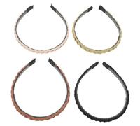 HAMPPLIES 4 Piezas banda de cabello trenzada diadema gruesa antideslizante accesorios para el cabello de las niñas Tabilla para mujeres Diadema sin deslizamiento