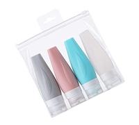 HAMPPLIES 4 piezas Botellas de Silicona para Viaje Envases Reutilizables Exprimiendo para Champú Acondicionador y Loción Diseño Resistente y Ligero