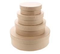 HAMPPLIES 4 Piezas Cajas Redondas Kraft con Tapa para Obsequio 4 Unidades Tamaños Variados 16.5X5, 12.5X4, 10.5X3.5 y 8.5X3 CM Cajas Vacías para Manualidades y Empaques de Fiesta