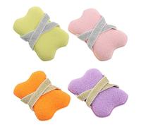 HAMPPLIES 4 Piezas Paquete de Jabón con Esponja Exfoliante de Lufa para Ducha Colores Vivos Verde Rosa Púrpura Naranja Bolsa Espumante con Doble Cinta para Baño Viaje y Uso Familiar