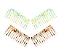 HAMPPLIES 4 Piezas Peines de Dientes Anchos de Acetato Antiestáticos para Mujeres Peines Laterales Franceses para Desenredar y Estilizar Masaje Suave para Cabelludo Sensible Uso Casa y Salón