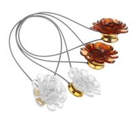 HAMPPLIES 4 Piezas Unidades Alzapaños Magnéticos con Clip de Hebilla Flor Acrílica y Cable de Acero para Cortinas Sujeción Rápida sin Instalación Decoración Elegante para Ventanas y Hogar