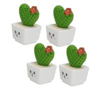 HAMPPLIES 4piezas Adorno De Cactus Forma De Corazón para Decoración De Escritorio y Hogar Bonsai De Verde Adorno De Plantas Artificiales para Estudio y Balcón
