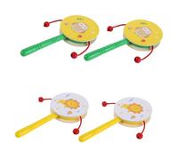 HAMPPLIES 4piezas Sonajeros De Madera Diseño De Animales De Dibujos Animados Tambor Sonajero y Maracas Para Educación Temprana y Diversión Familiar Actividades Al Aire