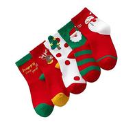 HAMPPLIES 5pares Medias De Navidad Calcetines Navideños De Algodón para Adultos Diseño De Estrella y Árbol De Navidad