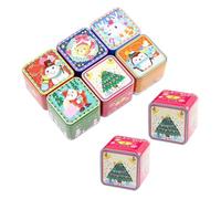 HAMPPLIES 8 Piezas Cajas De Obsequio Navideñas Para Dulces Cajas De Hojalata Cuadradas Para Guardar Para Navidad Para Decoración De Fiesta y Obsequio De Temporada