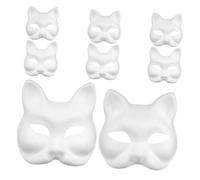 HAMPPLIES 8 piezas Máscaras Papel sin Pintar para Colorear Diseño de Gato y Material Ligero y Moldeable para Manualidades Infantiles y Decoración de Fiestas de Halloween y Disfraces de