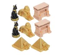 HAMPPLIES 8piezas Miniaturas De Figuras Egipcias De Resina Estatuillas De Diosas y Pirámides para Decoración De Hogar y Fiestas Navideñas