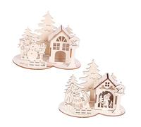 HAMPPLIES Adornos Navideños de Madera para Tallado y DIY Pintables para Decoración Festiva Manualidades Infantiles y Decoración de Mesa Navideña