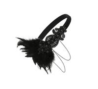 HAMPPLIES Banda Cabello Borlas y Plumas Negras Para Damas 1 Unidad Diadema Para Fiestas y Banquetes Accesorio Fotográfico Elegante