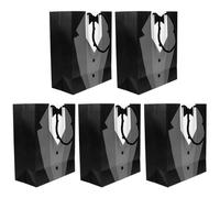 HAMPPLIES Bolsa de Papel Negra Elegante Práctica y Portátil Pack de 5 Unidades para Regalos de Boda y Fiestas Adecuado para Compras y Cafés