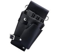HAMPPLIES Bolsa de Tijeras para Peluquero de Cuero Negro Cinturón Ajustable Tamaño Compacto Resistente para Salón y Barbería Almacenamiento Portátil para Tijeras de Salón y Accesorios
