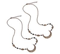 HAMPPLIES Cadena Frente De Cristal 2 Piezas Tamaño Único Estilo Bohemio Colgante De Luna Para Mujeres y Niñas Tocado Para Boda y Eventos Elegantes