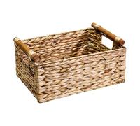 HAMPPLIES Caja de almacenamiento de ratán con asa, cesta abierta decorativa para frutas, pan y artículos pequeños en dormitorio y escritorio