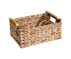 HAMPPLIES Caja de almacenamiento de ratán con asa, cesta abierta decorativa para frutas, pan y artículos pequeños en dormitorio y escritorio