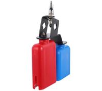 HAMPPLIES Cencerro de Percusión Doble, Campana Metálica en Abs, Colores Azul y Rojo, Instrumento Musical Educativo para Batería y Acompañamiento Infantil