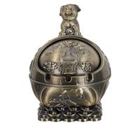 HAMPPLIES Cenicero Vintage de Metal con Tapa y Diseño Esférico Antiviento Cenicero de Zinc Cerdo para Interior y Exterior Regalo de Cumpleaños para Hombre Accesorio Elegante para Oficina y