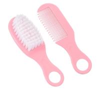 HAMPPLIES Cepillo y Peine de Masaje para Niña Recién Nacido Cerdas Suaves y Diseño Circular Antirrayaduras Kit de Cuidado Higiene para Niña Color Rosa
