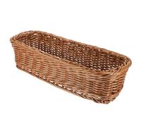 HAMPPLIES Cesto Mimbre de Plástico Resistente y Elegante para Almacenamiento en Cocina, Cesta Tejida para Cubiertos y Porta Artículos Varios en Estilo Artesanal