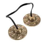 HAMPPLIES Címbalos Tingsha De Latón Auténtico Para Meditación y Relajación, Instrumento De Campanas De Bronce Tibetano, Platillos De Relajación Sonora Para Rituales y Prácticas Vajrayana