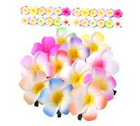 HAMPPLIES Clips Pelo Flores de Plumeria Hawaiana 36 Piezas Tamaño 6 Cm Pinzas Ligeras Multicolor para Niñas y Mujeres Accesorios para Fiestas Playa