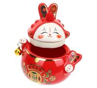 HAMPPLIES Contenedor De Té Cerámico Estilo Chino Jarra Festiva Multifuncional para Almacenamiento De Té Decoración Adorable De Conejo para Hogar y
