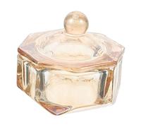 HAMPPLIES Copa de Cristal para Manicura con Tapa Cuenco para Mezcla de Líquidos y Polvos de Uñas Diseño Octogonal Champán Herramienta Práctica para Profesionales y Aficionados