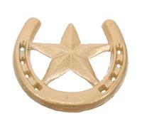 HAMPPLIES Decoración De Pared Herradura Hierro Fundido Dorada 18 Cm Metal Vintage Para Interiores y Exteriores Jardín Sala De Estar Adorno Colgante Con Estrella