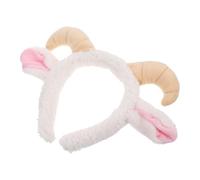 HAMPPLIES Diadema con Orejas y Cuernos Invertidos de Cordero 2 Unidades, Color Beige Crema, Peluche Cosido a Mano, Ligera y Cómoda para Fiestas, Cosplay y Accesorios de Disfraz
