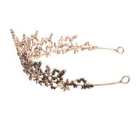 HAMPPLIES Diadema de Gran Corona con Strass Dorada Joyería para Cabello de Boda y Fiesta Accesorio Elegante para Novias Damas y Despedidas de Soltera