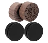 HAMPPLIES Difusor de Aceites Esenciales de Madera Redonda 2 Unidades Caja de Aluminio, Diseño Compacto para Aromaterapia en Hogar, Oficina y Coche, Difusor Natural para Ambiente