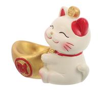 HAMPPLIES Estatua de Gato Suerte Dorado con Base para Bola de Cristal 2.5-3 Cm, Figura Coleccionable Feng Shui para Decoración de Escritorio, Oficina y Hogar Que Atrae Riqueza y Prosperidad