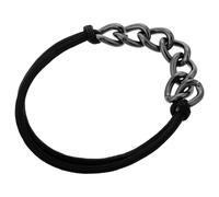 HAMPPLIES Gomas Pelo con Anilla Metálica Trenzada Negra, Pulsera Elastica de Aleación para Cabello Grueso, Coletero con Cadena de Metal para Mujer, Accesorio Multifuncional para Uso Diario